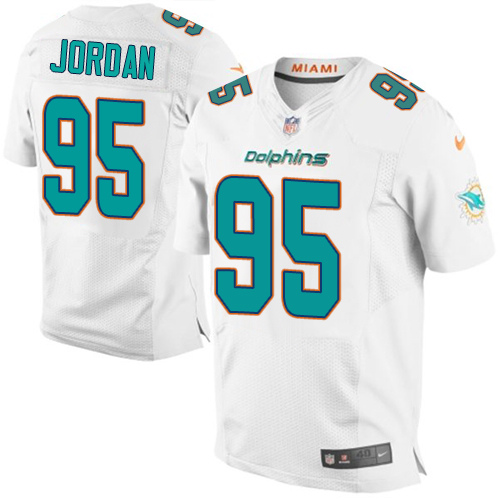 Men's Elite Dion Jordan Nike Jersey White Road - #95 NFL Miami Dolphins